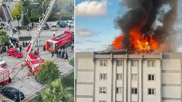 orduda 7 katli binanin catisi alev alev yandi WltpXGS9